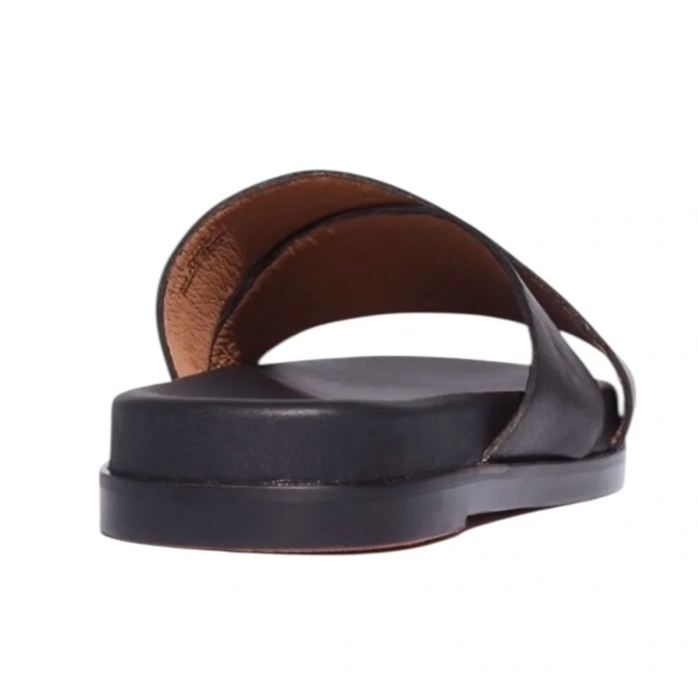 Madewell Louisa Fam Black Leather Slides Shoes Style ND954 - Picture 3 of 9